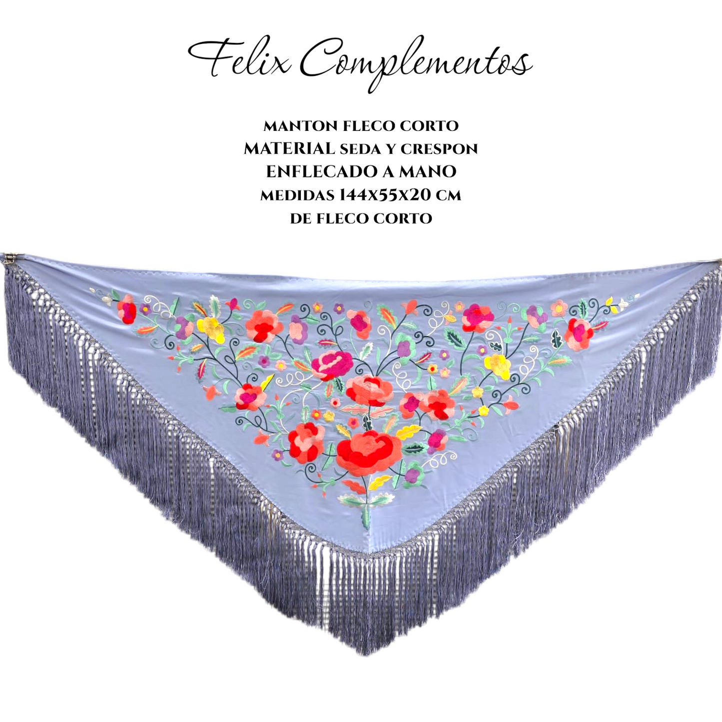 Manton flor grande azul bebe