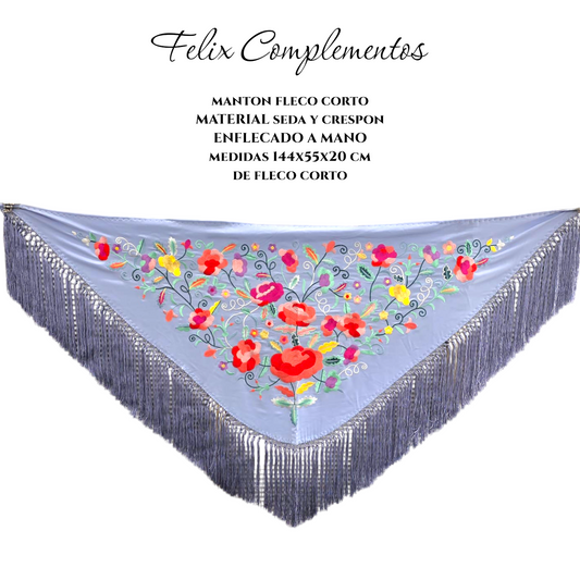 Manton flor grande azul bebe
