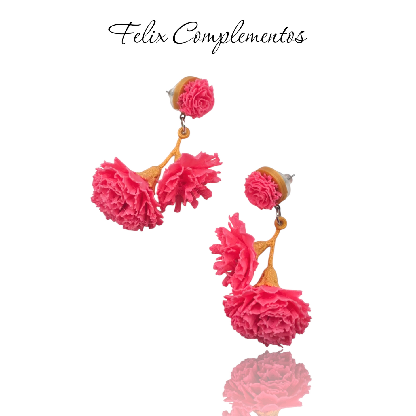 Pendientes Clavel 3D