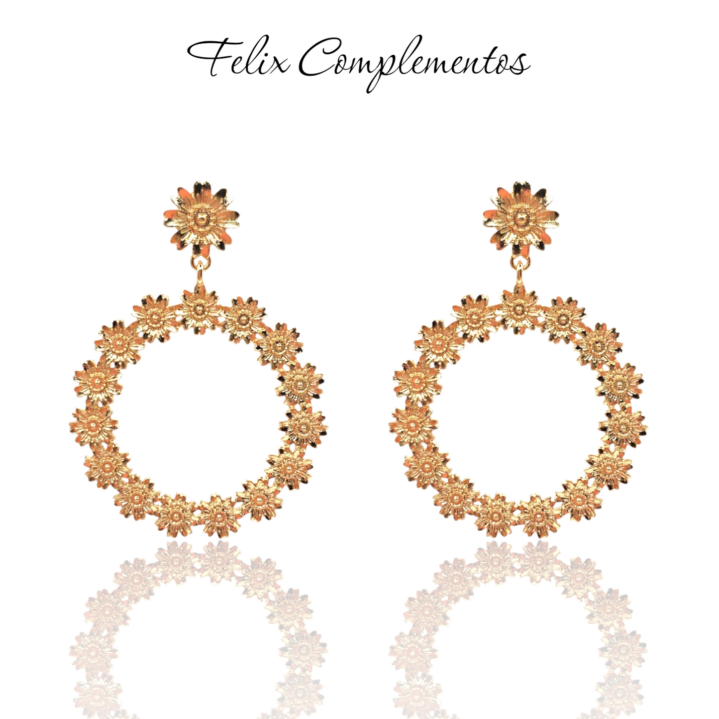 Silver flower hoop earring (M1)