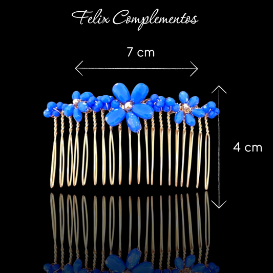 Peina Flor Cristal azul