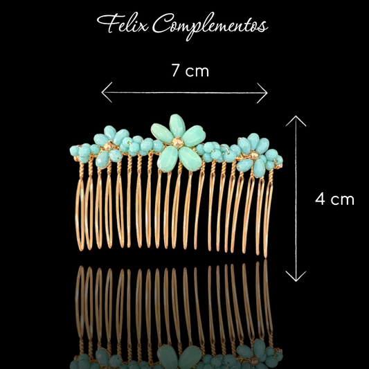 Peina Flor Cristal Turquesa
