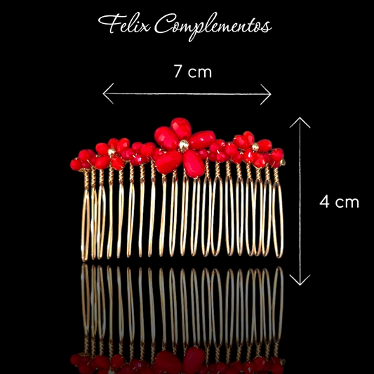 Peina Flor Cristal Rojo
