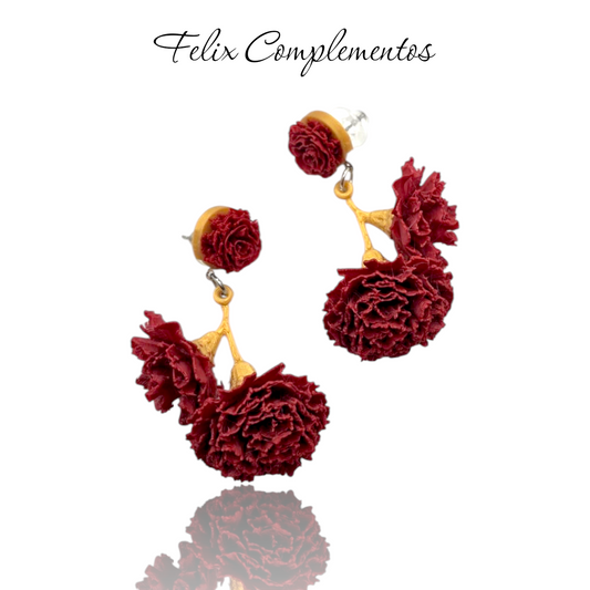 Pendientes Clavel 3D