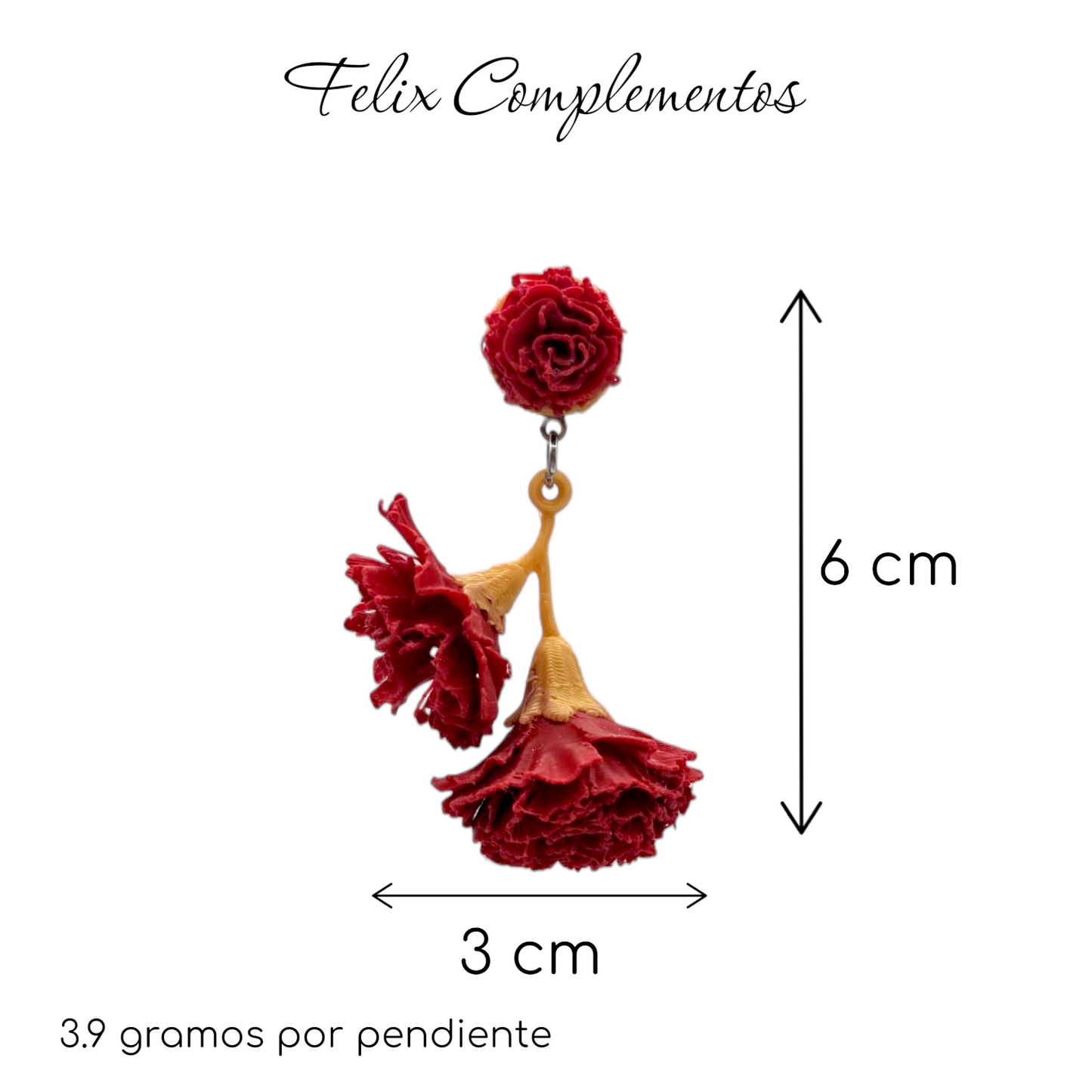 Pendientes Clavel 3D