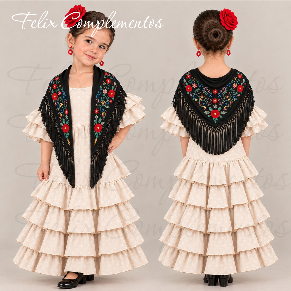 Manton Niña Ros Coeli Negro