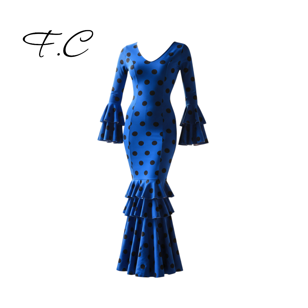 Vestido flamenco azul lunar negro