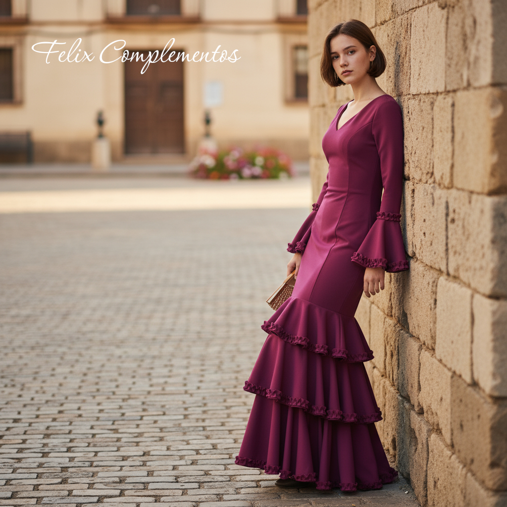Vestido flamenca berengena  (M4)