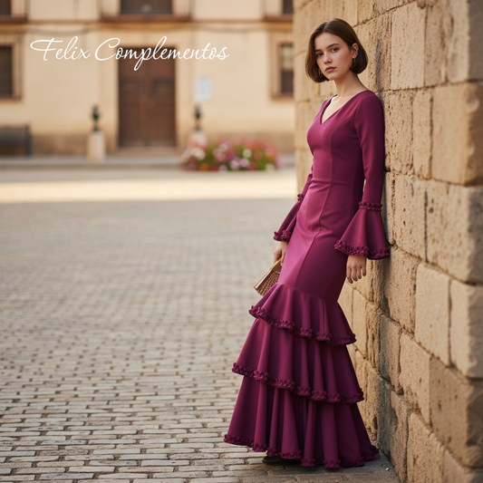 Vestido flamenca berengena  (M4)